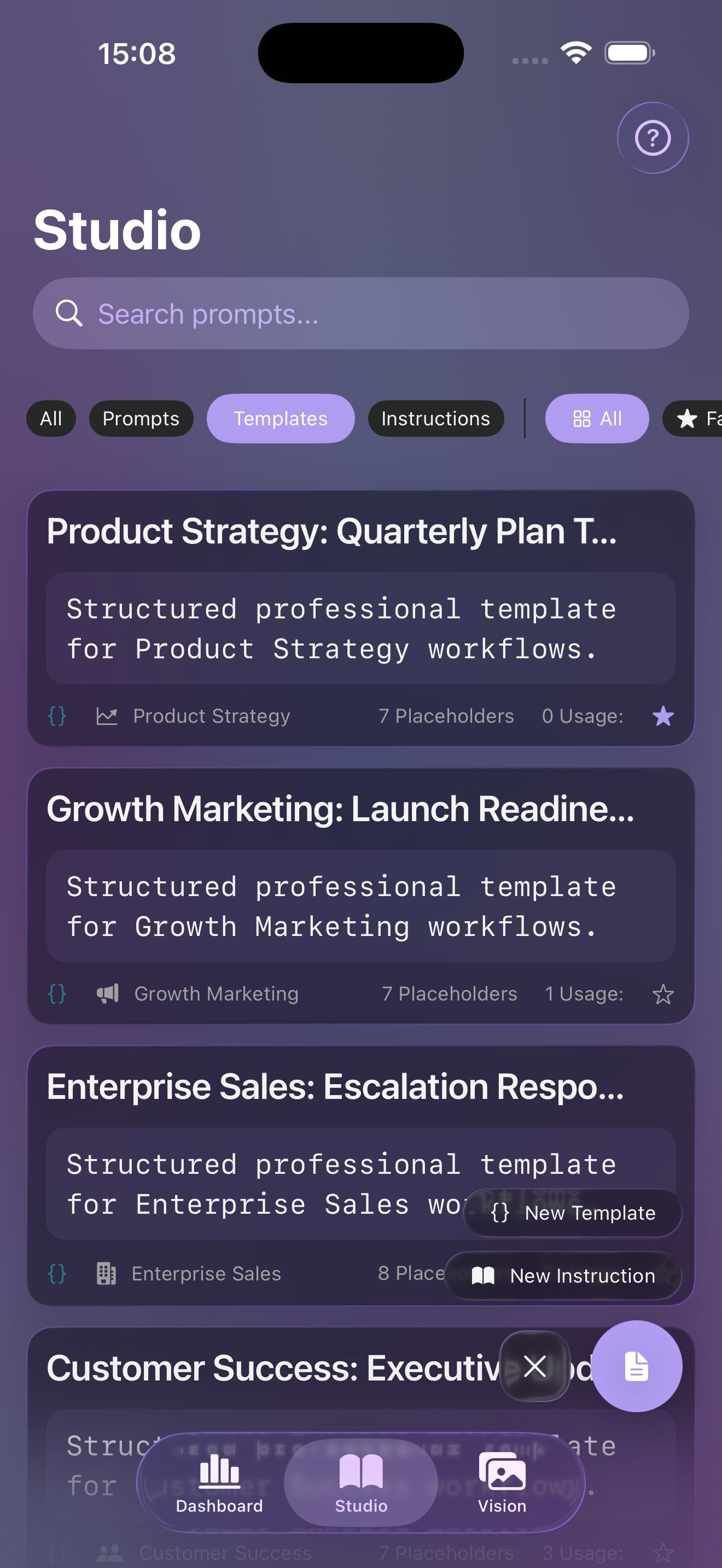 Prompts Lab on iPhone